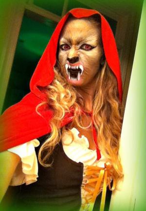 Can you imagine the animals' fright if I had walked into the bathroom as plain-ole-me and walked out as this monster?!