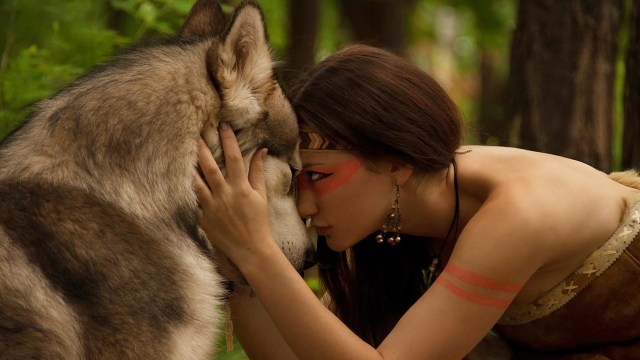 wolf and woman