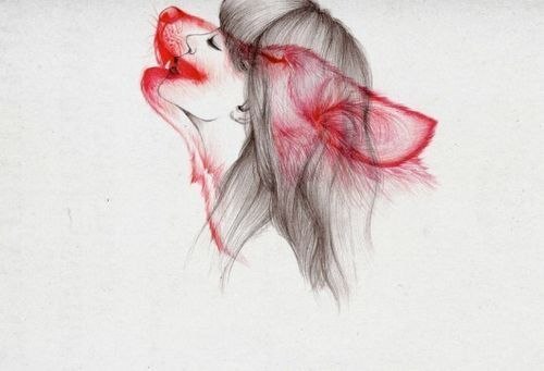 wolf and woman artwork